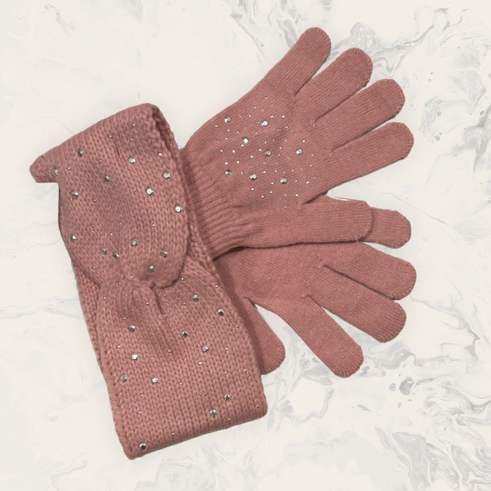 NWT BP. Two Piece Embellished Globes and Head Band - Pink- One Size